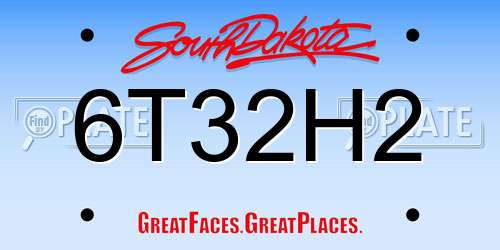 6T32H2 South Dakota License Plate