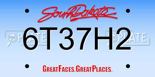 6T37H2 South Dakota License Plate