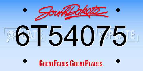 6T54075 South Dakota License Plate