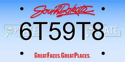 6T59T8 South Dakota License Plate
