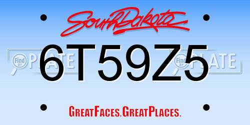 6T59Z5 South Dakota License Plate