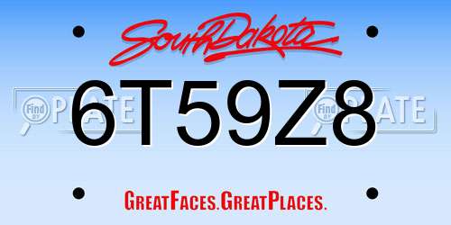 6T59Z8 South Dakota License Plate