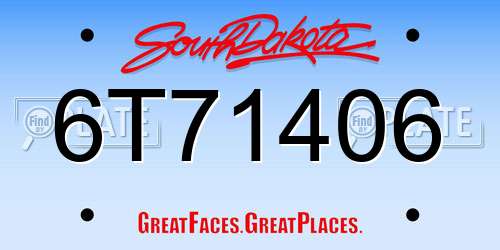 6T71406 South Dakota License Plate