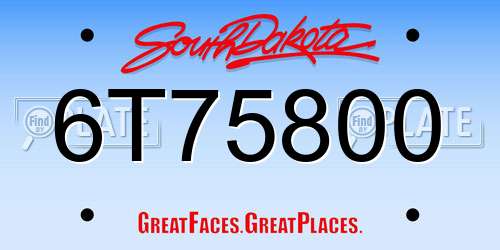 6T75800 South Dakota License Plate