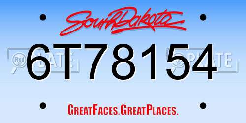 6T78154 South Dakota License Plate