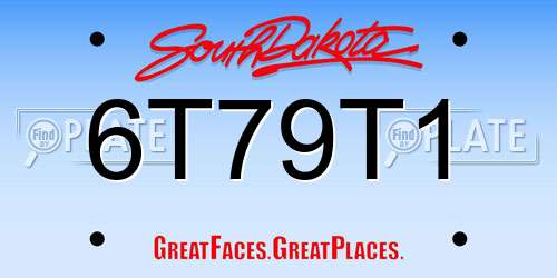 6T79T1 South Dakota License Plate