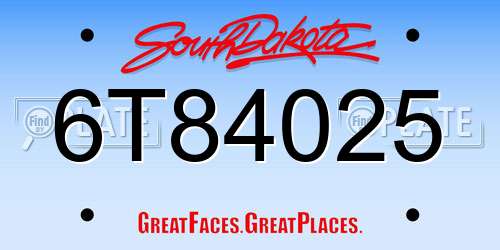 6T84025 South Dakota License Plate