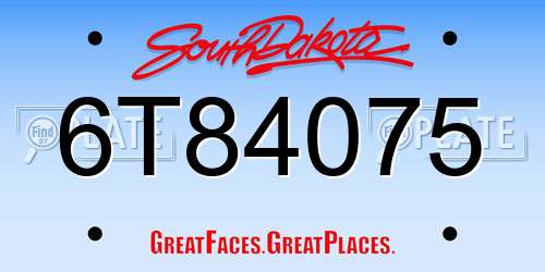 6T84075 South Dakota License Plate