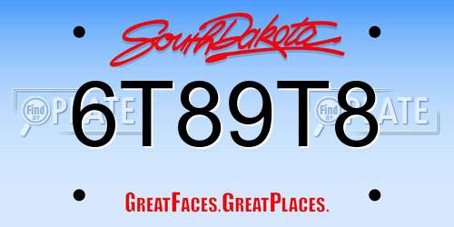 6T89T8 South Dakota License Plate