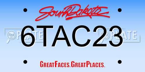 6TAC23 South Dakota License Plate