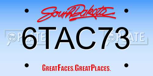 6TAC73 South Dakota License Plate