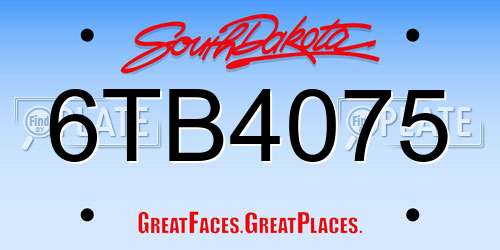 6TB4075 South Dakota License Plate