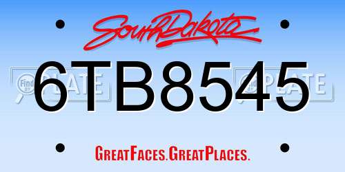 6TB8545 South Dakota License Plate