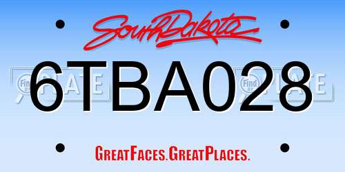 6TBA028 South Dakota License Plate