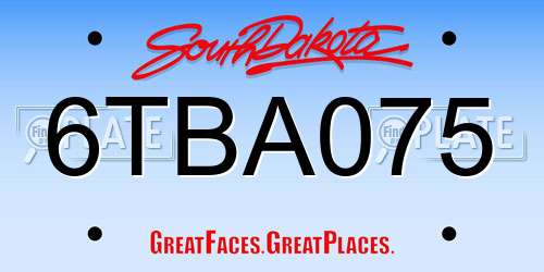 6TBA075 South Dakota License Plate