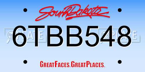 6TBB548 South Dakota License Plate