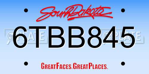 6TBB845 South Dakota License Plate