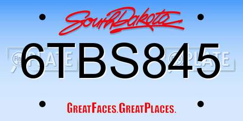 6TBS845 South Dakota License Plate