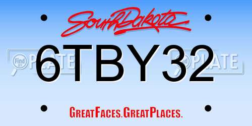 6TBY32 South Dakota License Plate