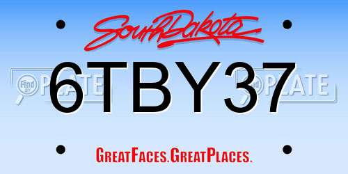 6TBY37 South Dakota License Plate