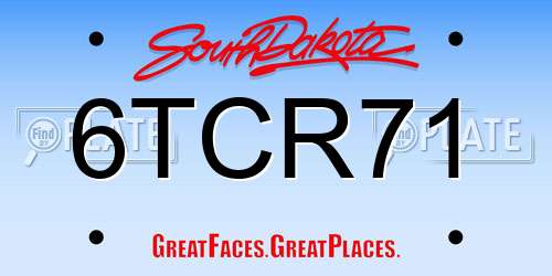 6TCR71 South Dakota License Plate