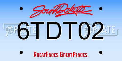 6TDT02 South Dakota License Plate