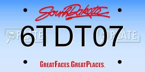 6TDT07 South Dakota License Plate
