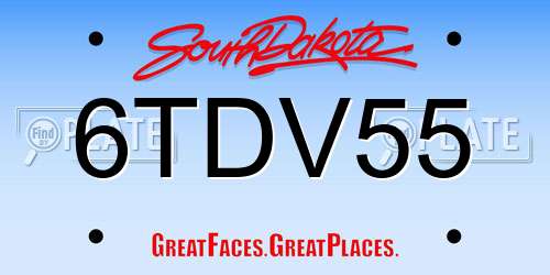 6TDV55 South Dakota License Plate