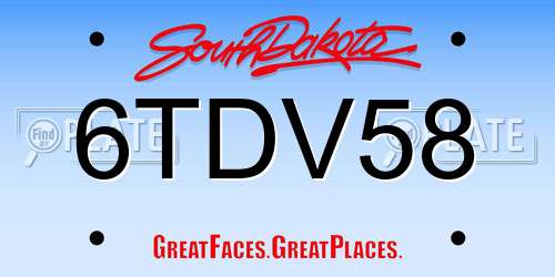6TDV58 South Dakota License Plate