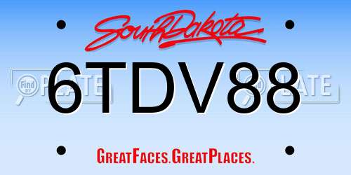 6TDV88 South Dakota License Plate