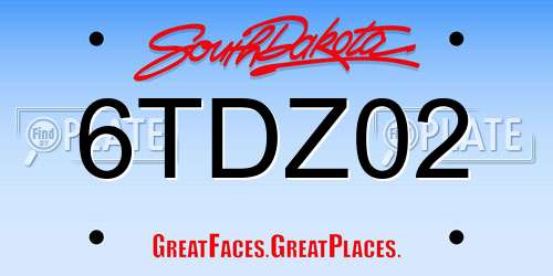 6TDZ02 South Dakota License Plate