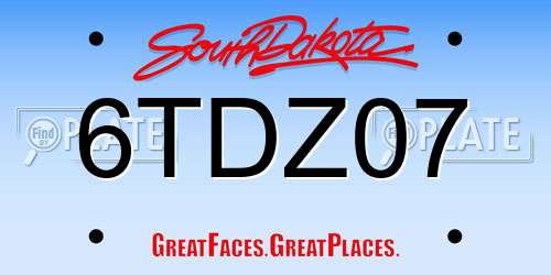 6TDZ07 South Dakota License Plate