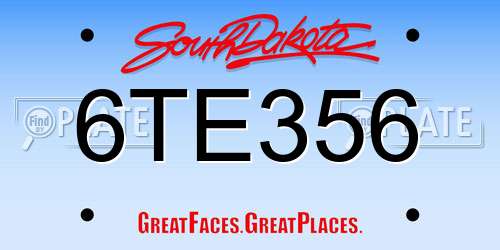 6TE356 South Dakota License Plate