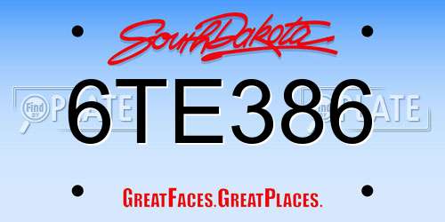 6TE386 South Dakota License Plate