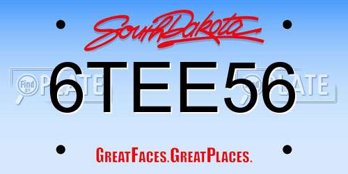 6TEE56 South Dakota License Plate