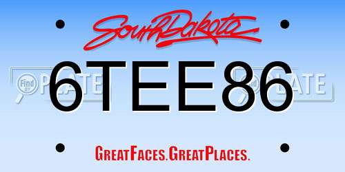 6TEE86 South Dakota License Plate