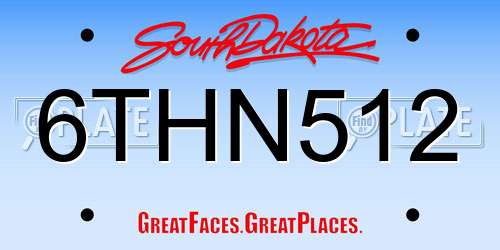 6THN512 South Dakota License Plate