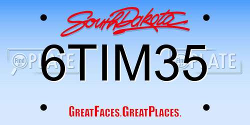 6TIM35 South Dakota License Plate