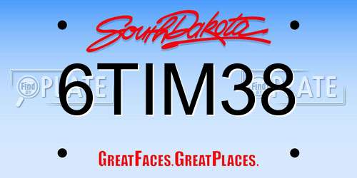 6TIM38 South Dakota License Plate
