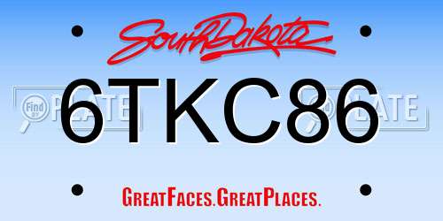 6TKC86 South Dakota License Plate