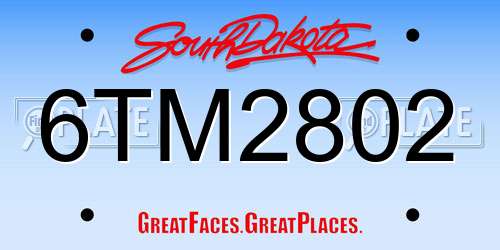 6TM2802 South Dakota License Plate
