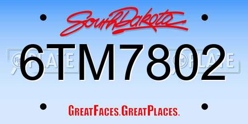6TM7802 South Dakota License Plate