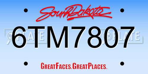 6TM7807 South Dakota License Plate