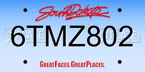 6TMZ802 South Dakota License Plate