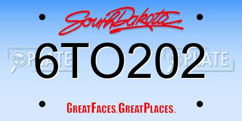 6TO202 South Dakota License Plate