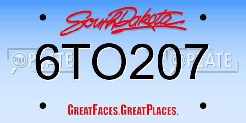 6TO207 South Dakota License Plate