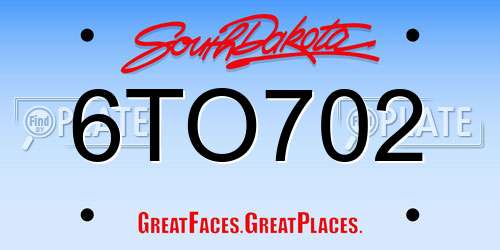6TO702 South Dakota License Plate