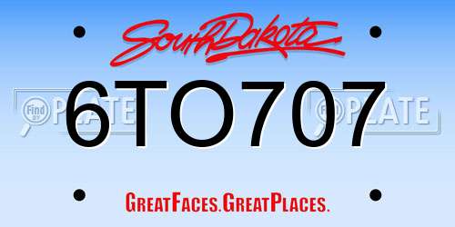 6TO707 South Dakota License Plate