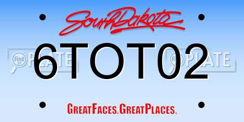 6TOT02 South Dakota License Plate