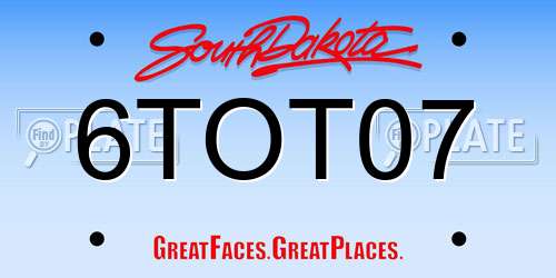 6TOT07 South Dakota License Plate